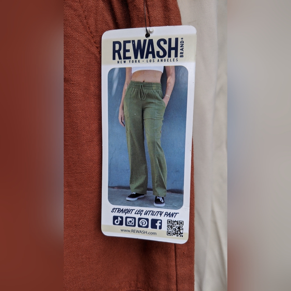 Rewash Rust Linen Pullstring Pants - Picture 4 of 5